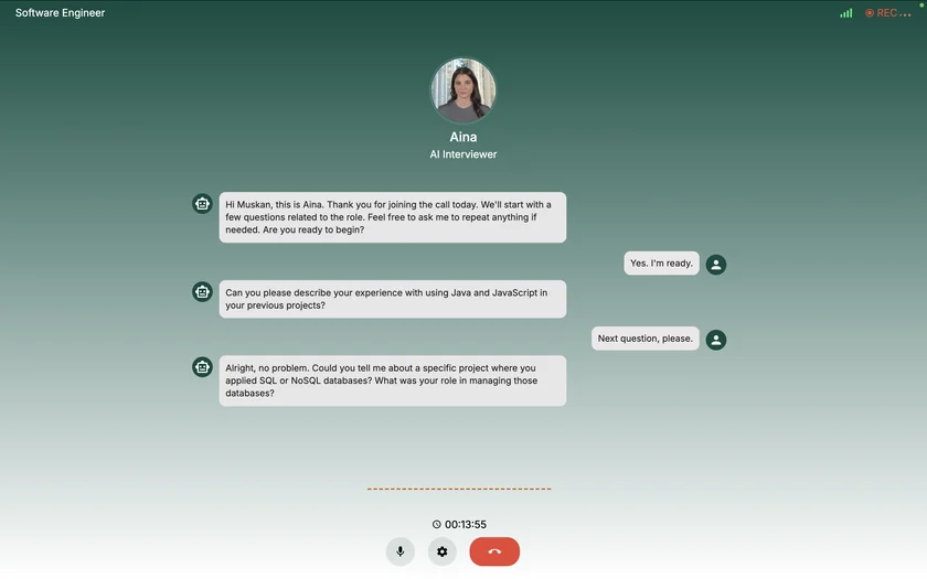 JusRecruit AI phone screening dashboard showing candidate screens and scores