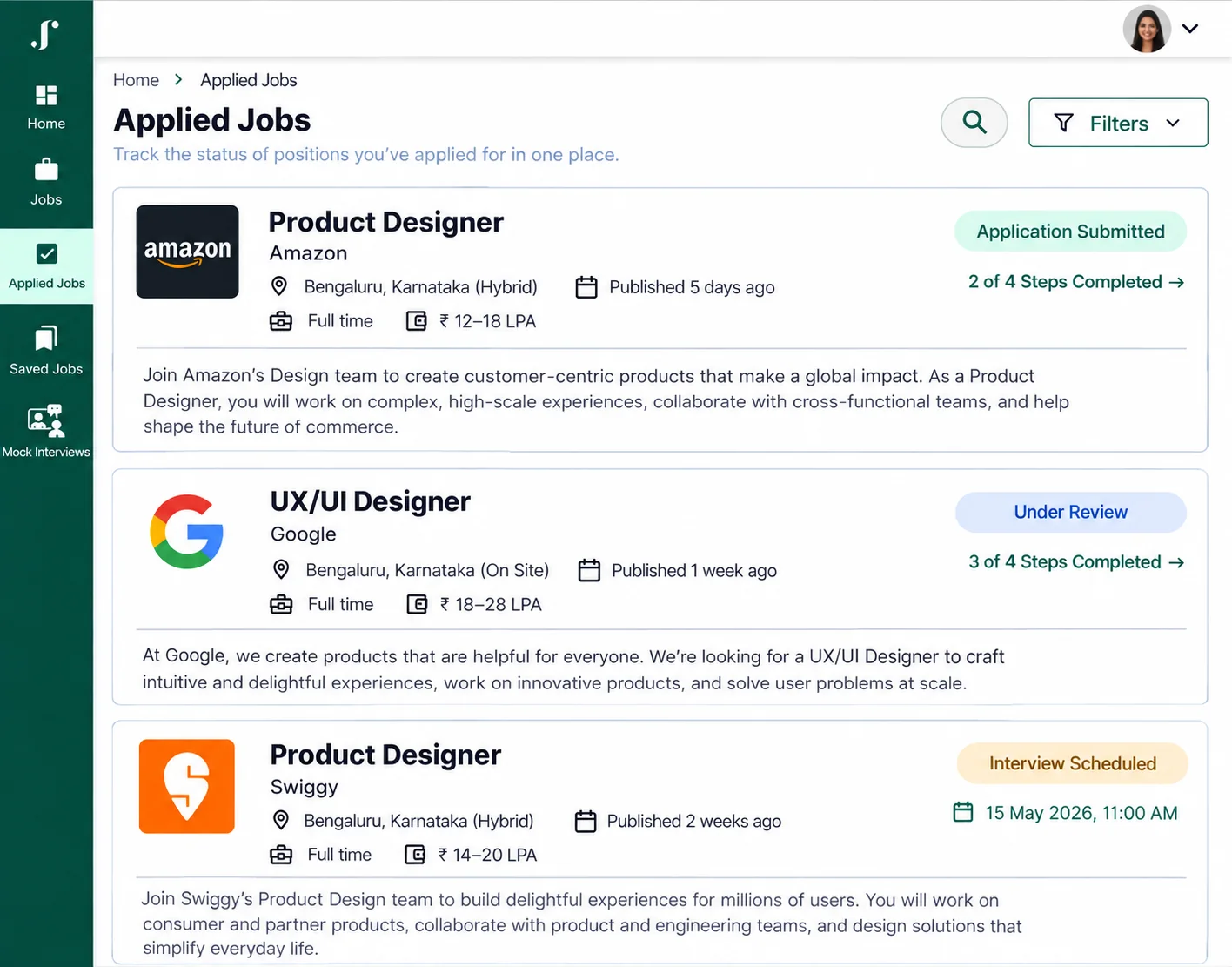 JusRecruit profile visibility to recruiters and matched opportunities